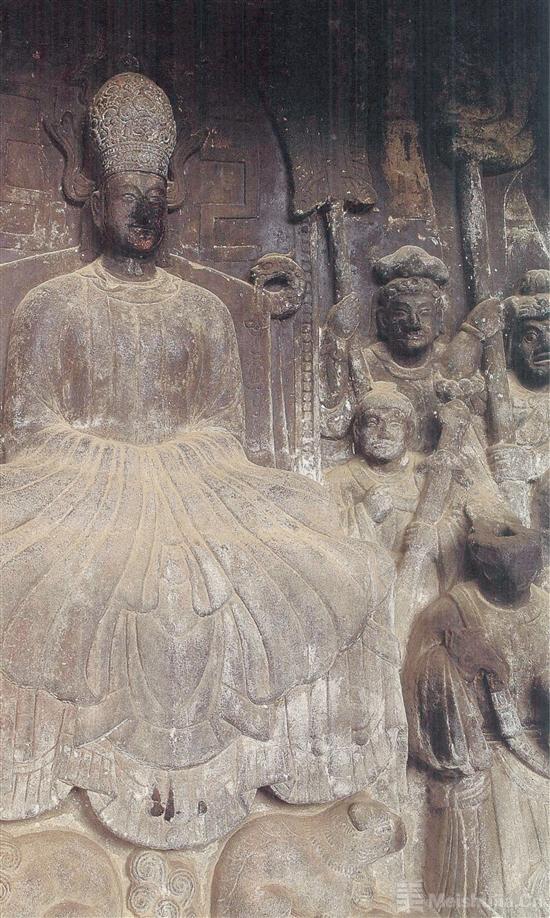 石钟寺区第2号龛南诏王阁罗凤议政图 大理国时期石钟山石窟(又名"
